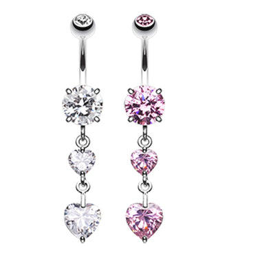 Dixi Crystal Heart Belly Ring - Dangling Belly Ring. Navel Rings Australia.