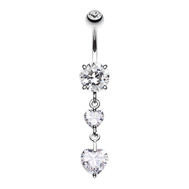 Dixi Crystal Heart Belly Ring - Dangling Belly Ring. Navel Rings Australia.