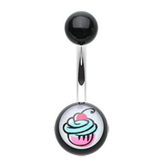 Whipped Cupcake Belly Ring - Basic Curved Barbell. Navel Rings Australia.