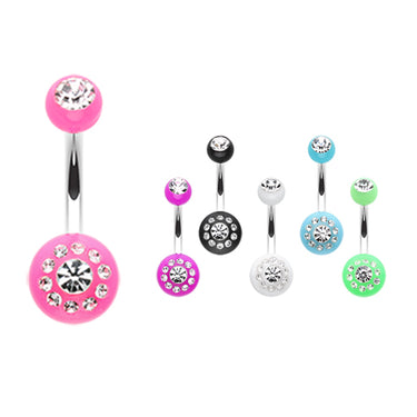 The Gem Dial Belly Bar - Fixed (non-dangle) Belly Bar. Navel Rings Australia.