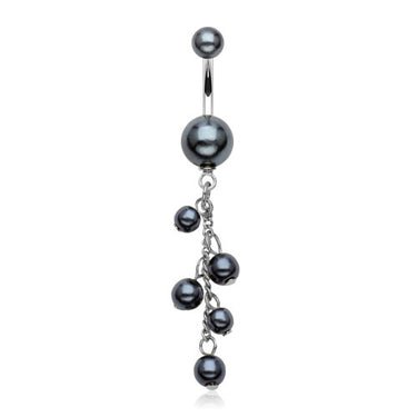 Pearl Acrylic Dangle Belly Rings - Dangling Belly Ring. Navel Rings Australia.