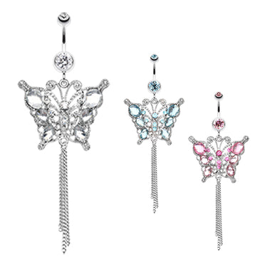 Imperial Butterfly Belly Chandelier - Dangling Belly Ring. Navel Rings Australia.