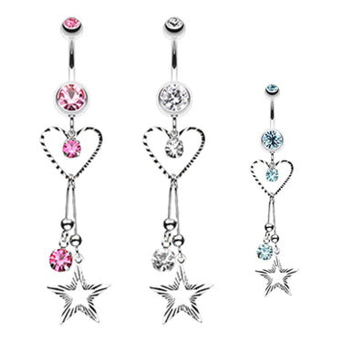 Galaxy of Love Belly Dangle - Dangling Belly Ring. Navel Rings Australia.