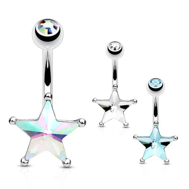 Superstar Gem Belly Ring - Fixed (non-dangle) Belly Bar. Navel Rings Australia.