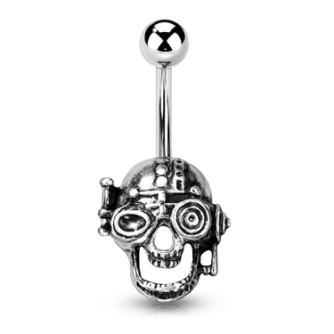 Cyborg Skull Belly Button Ring