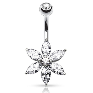 The Classic Daisy Belly Bar - Fixed (non-dangle) Belly Bar. Navel Rings Australia.