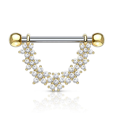 Dai-Dai Daisy Drop Nipple Bar with Gold Plating - Nipple Ring. Navel Rings Australia.