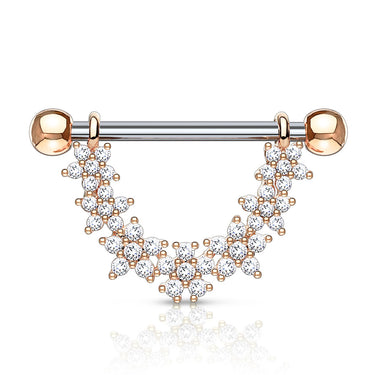 Dai-Dai Daisy Drop Nipple Bar with Rose Gold Plating - Nipple Ring. Navel Rings Australia.