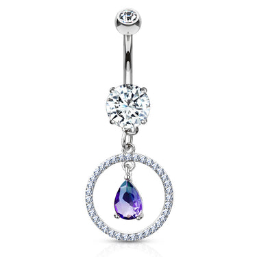 Purple Rain Belly Dangle - Dangling Belly Ring. Navel Rings Australia.