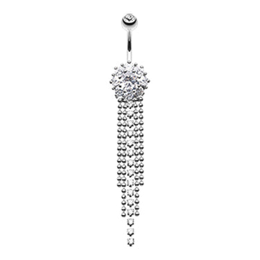 Bedazzled Waterfall Belly Button Bar - Dangling Belly Ring. Navel Rings Australia.