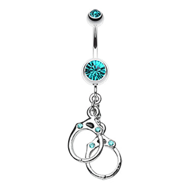 Naughty Girls Hand Cuffs Navel Ring - Dangling Belly Ring. Navel Rings Australia.