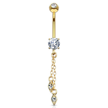 Dia Dangle Belly Ring in 14K Yellow Gold - Dangling Belly Ring. Navel Rings Australia.