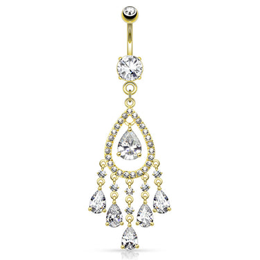 ChaCha Chandelier Belly Dangle with Gold Plating - Dangling Belly Ring. Navel Rings Australia.