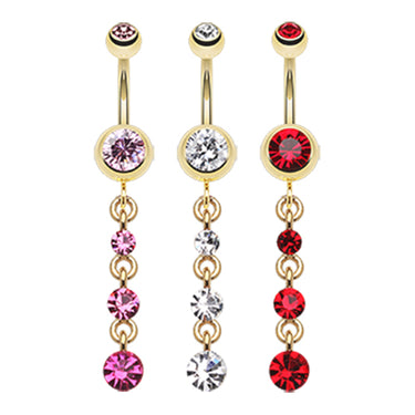 Luciana Golden Journey Belly Bar - Dangling Belly Ring. Navel Rings Australia.