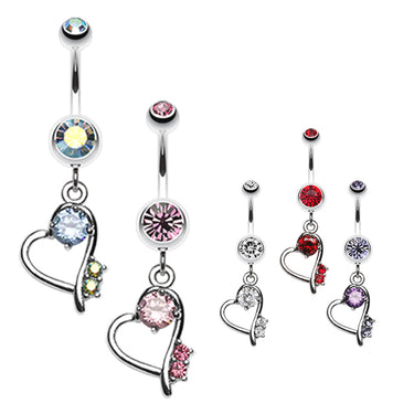 La Feminite Heart Belly Ring - Dangling Belly Ring. Navel Rings Australia.