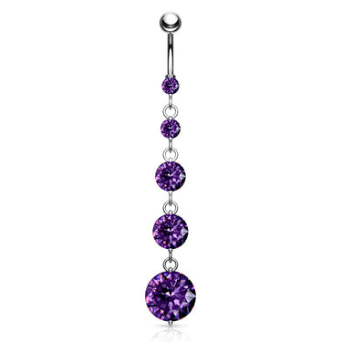 Diamanté Gem Chain Belly Ring - Dangling Belly Ring. Navel Rings Australia.