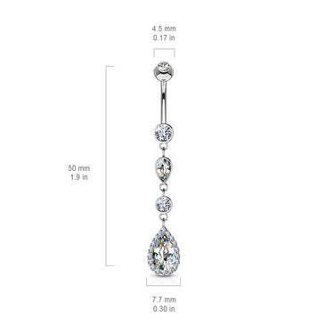 Journey Navel Ring in 14K White Gold - Dangling Belly Ring. Navel Rings Australia.