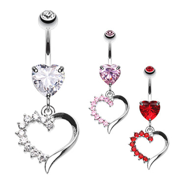 Jack n Sally's Heart Belly Bar - Dangling Belly Ring. Navel Rings Australia.