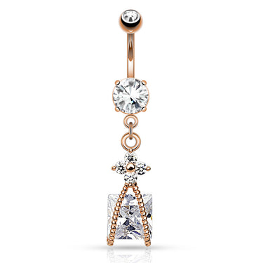 Little Findings Belly Dangle with Rose Gold Plating - Dangling Belly Ring. Navel Rings Australia.