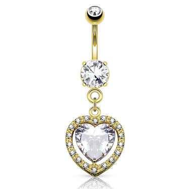 Heart Full of Love in 14K Yellow Gold - Dangling Belly Ring. Navel Rings Australia.