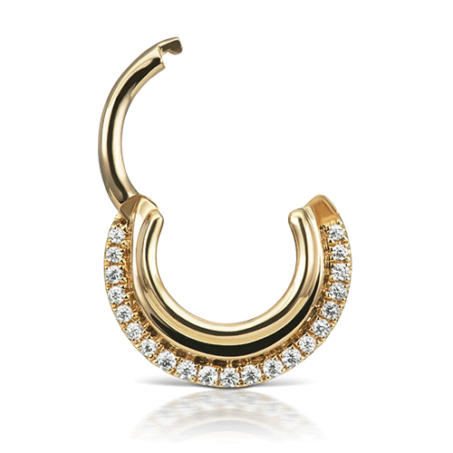 Cubic Zirconia Dhara Hoop Earring by Maria Tash in Yellow Gold