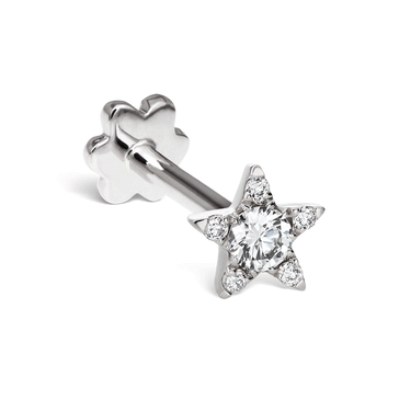 Diamond Star Earring by Maria Tash in 14K White Gold. Flat Stud.