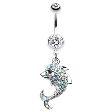 Whisper Blue Dolphin Belly Ring - Dangling Belly Ring. Navel Rings Australia.