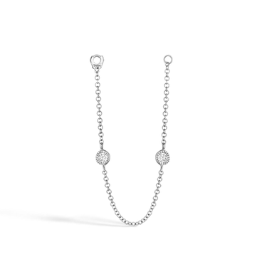 Long Double Scallop Set Diamond Chain Connecting Charm by Maria Tash in White Gold