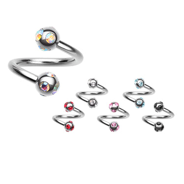 Royale Multi Gem Spiral Twisters - Spiral Twister Twistie. Navel Rings Australia.