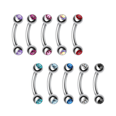 Double Mini Gem Bananabell Body Jewellery - Basic Curved Barbell. Navel Rings Australia.