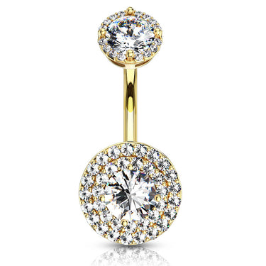 Crowned Jojo Halo Belly Bar with Gold Plating - Fixed (non-dangle) Belly Bar. Navel Rings Australia.