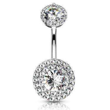 Crowned Jojo Halo Belly Bar - Fixed (non-dangle) Belly Bar. Navel Rings Australia.