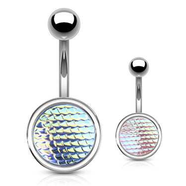 Holographic Dragon Scale Navel Rings - Basic Curved Barbell. Navel Rings Australia.