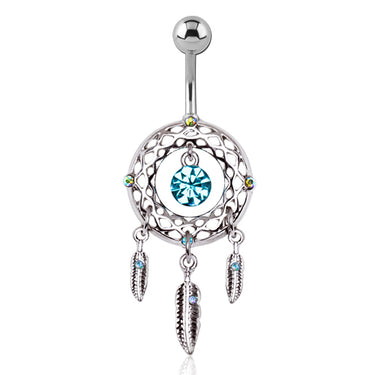 Boho Mojo Dream Catcher Belly Dangle - Dangling Belly Ring. Navel Rings Australia.