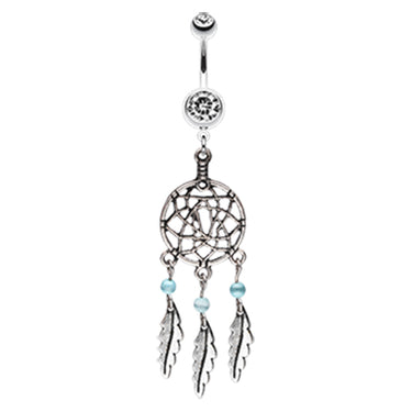 Lakota Dream Catcher Navel Ring - Dangling Belly Ring. Navel Rings Australia.