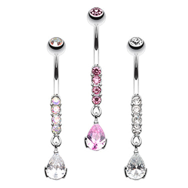 Rain Droplets Belly Bar - Dangling Belly Ring. Navel Rings Australia.