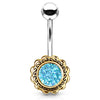 Boêmio Druzy Belly Bar with Rose Gold Plating