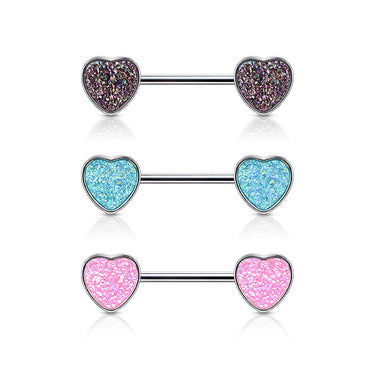 Druzy Love Heart Nipple Ring - Nipple Ring. Navel Rings Australia.