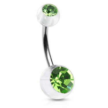 Translucent Duo Gem Acrylic Belly Bar - Basic Curved Barbell. Navel Rings Australia.