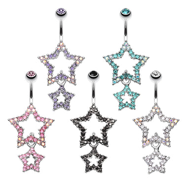 Orions Midnight Star Dangly Navel Ring - Dangling Belly Ring. Navel Rings Australia.