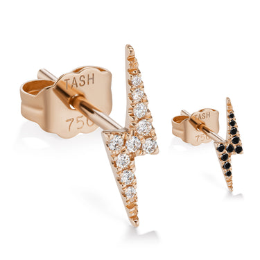 Genuine Lightning Bolt Diamond Earring by Maria Tash in 14K Rose Gold. Butterfly Stud. - Earring. Navel Rings Australia.