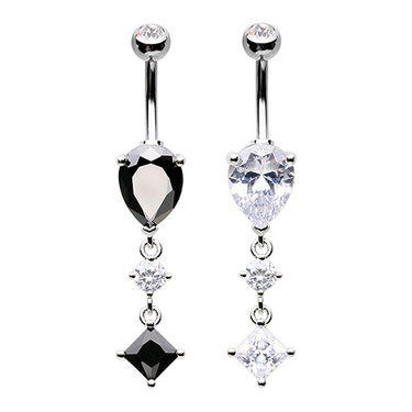 Ebony Diamond Dangly Belly Bar