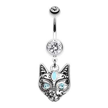 The Mau Egyptian Cat Belly Ring - Dangling Belly Ring. Navel Rings Australia.