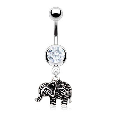 My Henna Elephant Belly Bar - Dangling Belly Ring. Navel Rings Australia.