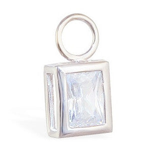 TummyToys® Bezel Set Emerald Cut Cubic Zirconia Charm - TummyToys® Swinger Charm. Navel Rings Australia.