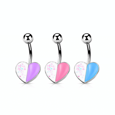 Split Enamel Heart Belly Bar