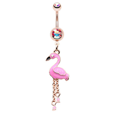 Chilean Flamingo Belly Dangle - Dangling Belly Ring. Navel Rings Australia.