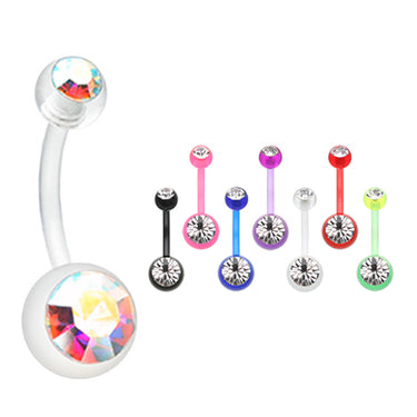 Ultra Comfort Glam Bio Flex Belly Rings - Basic Curved Barbell. Navel Rings Australia.