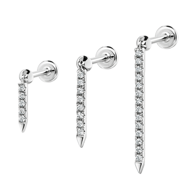 Diamond Eternity Bar Threaded Charm Earring by Maria Tash in 14K White Gold.