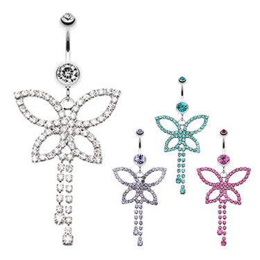 Jazzi Butterfly Belly Dangle - Dangling Belly Ring. Navel Rings Australia.